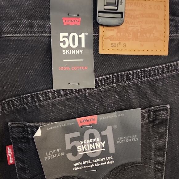Levi's 501 Skinny Distressed Black Jeans, 31/28, NWT - Picture 9 of 11